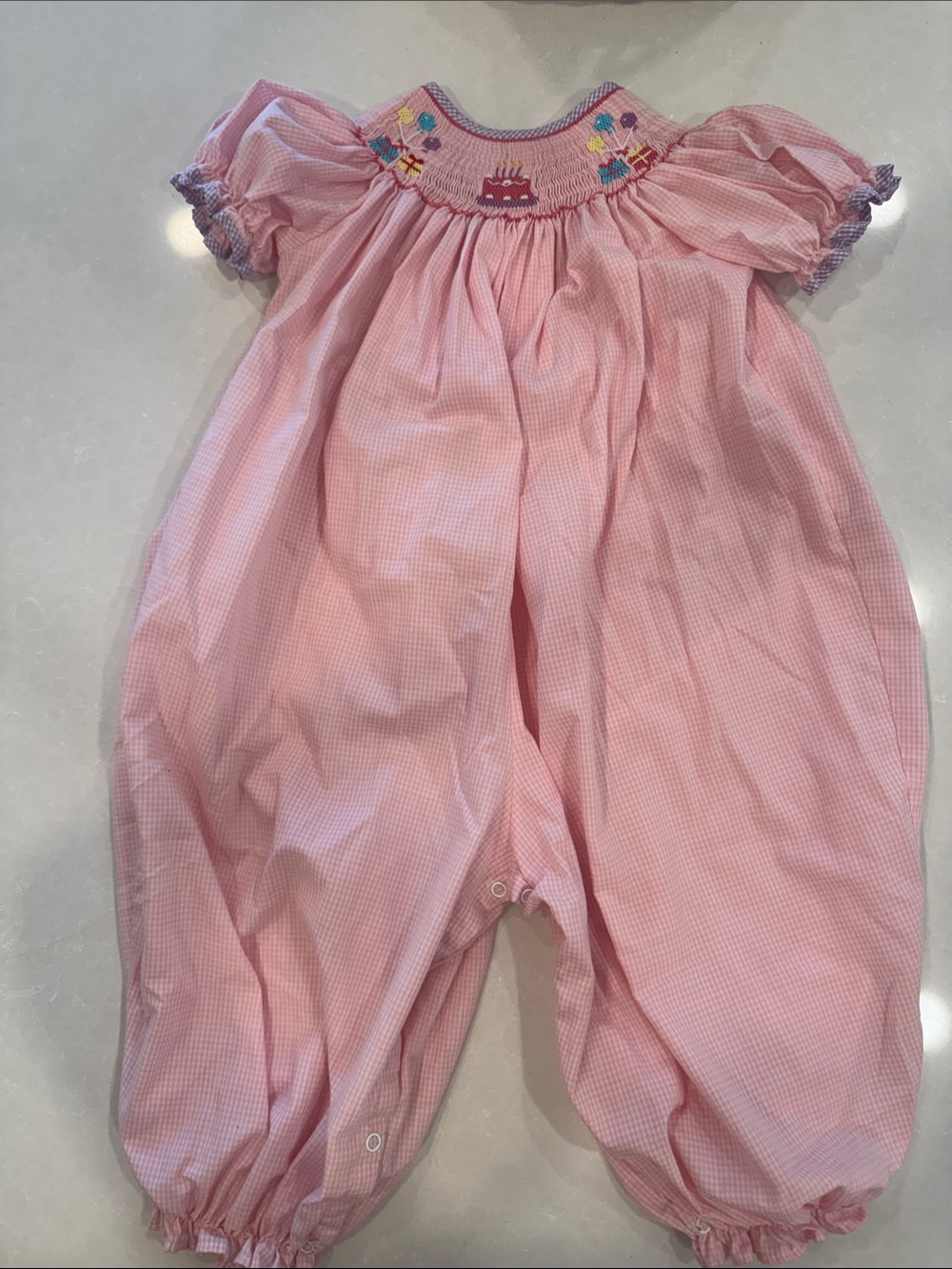 Pink Smocked Baby One-Piece Romper